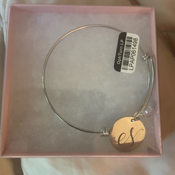 Pink Box Initial N Bangle with Genuine Swarovski Crystal - Picture 3 of 3
